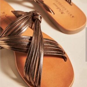 Anthropologie Matisse Mystic Sandals New Silver Bronze Cross Strap